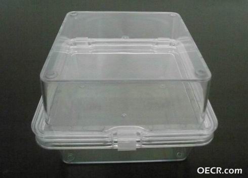 弹性膜盒CPK-M-150100,透明盒子，蓝色卡扣，外尺寸为：150*150*100mm，内尺寸为125*125*95mm。